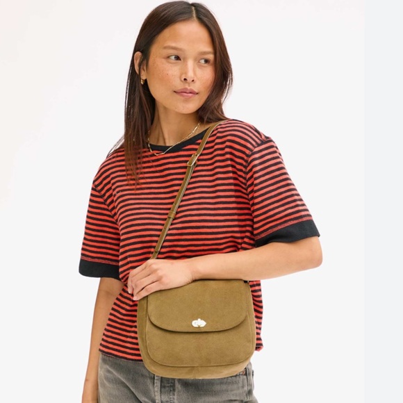 Clare V Turnlock  Louis Crossbody Oat Suede - Picture 4 of 9
